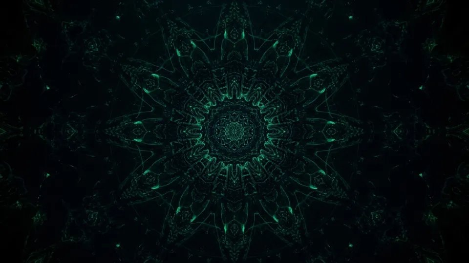 Dark fractal pattern with green neon AMOLED wallpaper